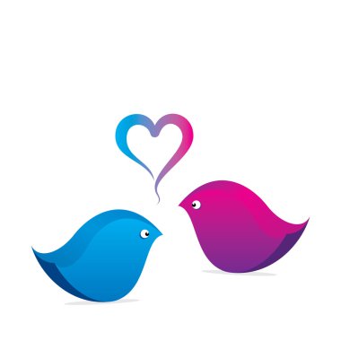 Love kuş tasarım kalp şeklinde  