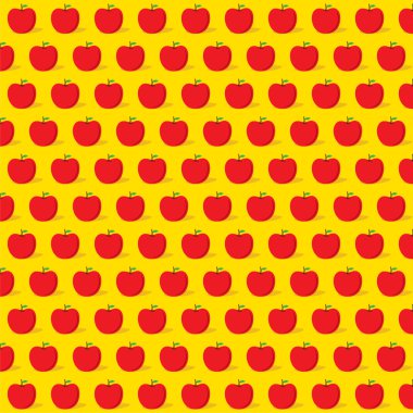 Kırmızı elma desen sarı arka planda 