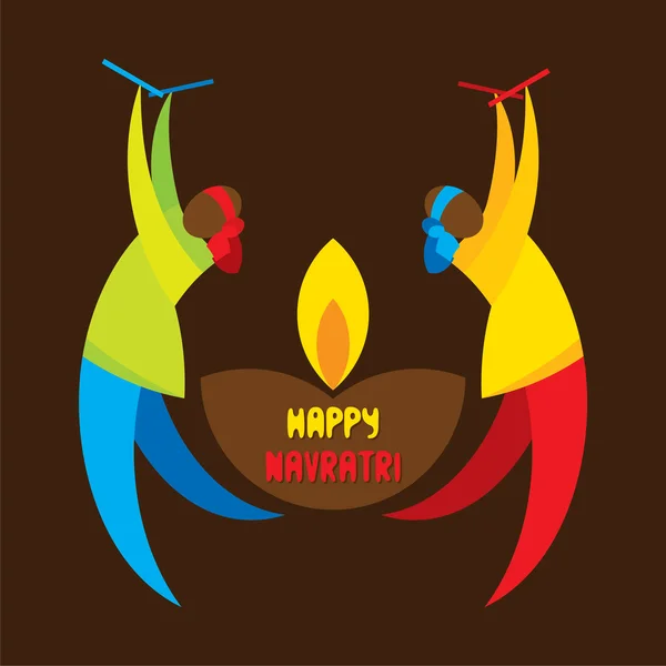 Celebra el festival Navratri bailando garba — Vector de stock