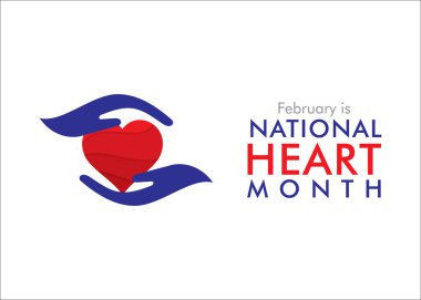 Şubat ayının vektör illüstrasyonu Amerikan Kalp Ayının konsept tasarımı