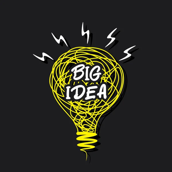 Big idea concept or word on sketch bulb — Stock Vector