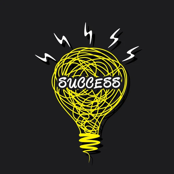 Creative success word on sketch bulb — Stock Vector