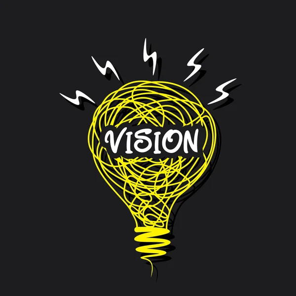 Kreativa vision word på skiss lampa — Stock vektor