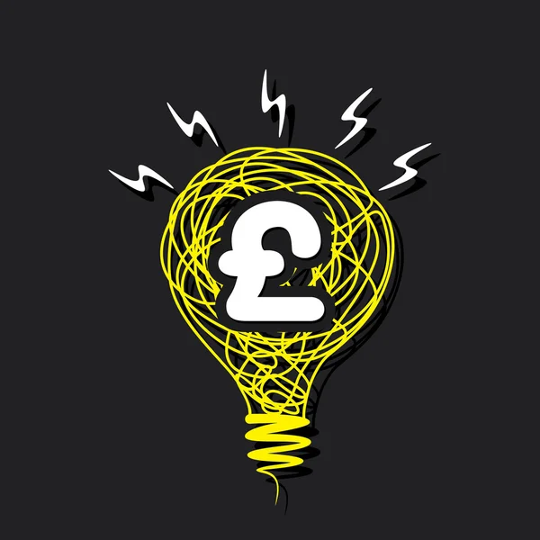 Símbolo de libra criativa na lâmpada de esboço — Vetor de Stock