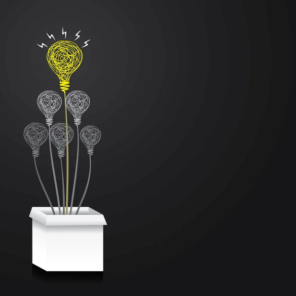 Denken buiten de box-concept of lamp of nieuw idee — Stockvector