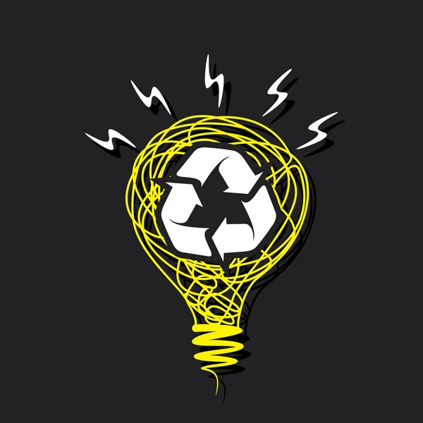 Recycle symbool in schets lamp ontwerp — Stockvector