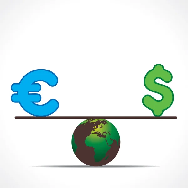 Земля со знаком доллара и евро — стоковый вектор