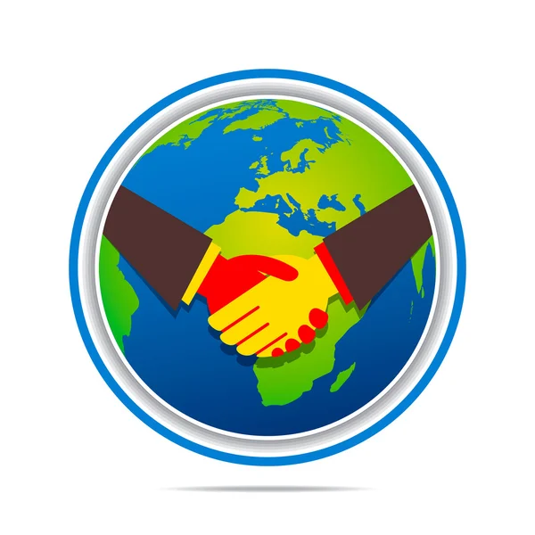 Глобальні відносини або рукостискання навколо Землі — стоковий вектор