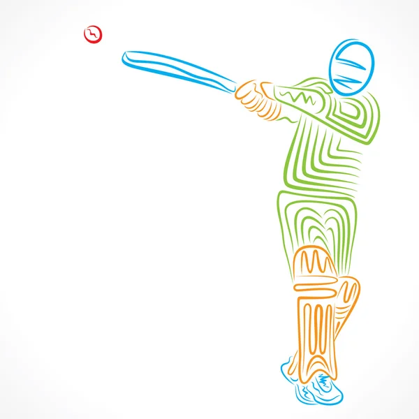 Creative sketch design cricket player — Stock Vector