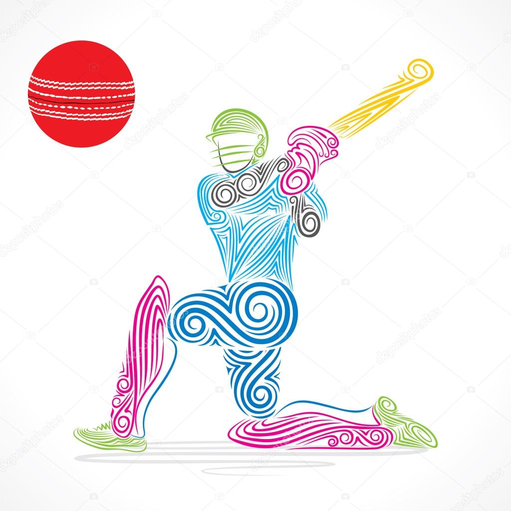 Creative abstract cricket player