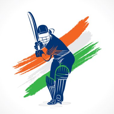 Cricket player with Hungarian flag clipart
