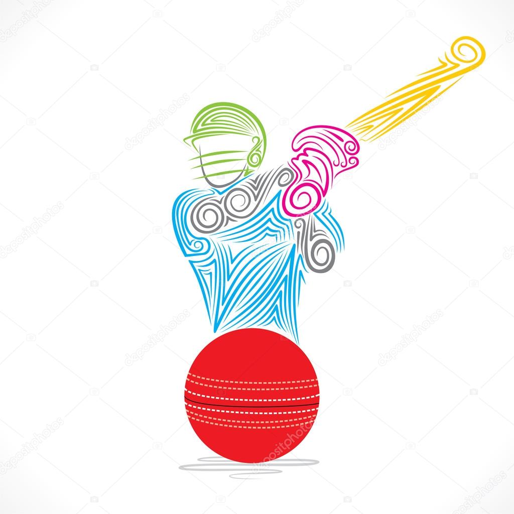 Colorful cricket player silhouette