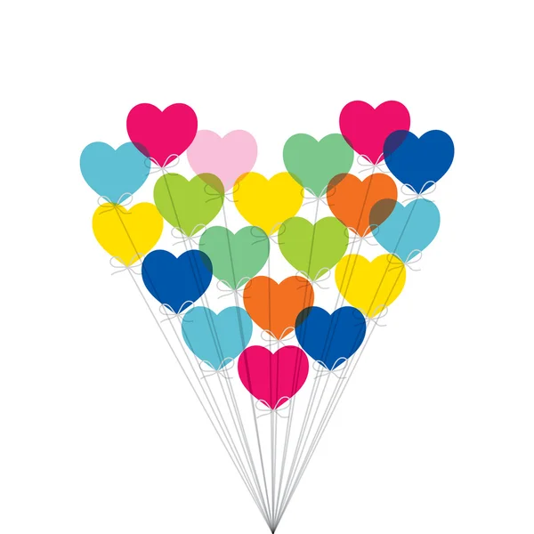 Globos formando un corazón — Vector de stock