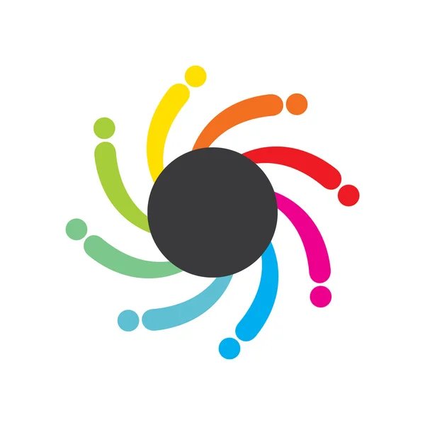 Icono de trabajo en equipo abstracto colorido — Vector de stock