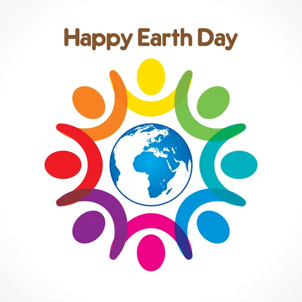 Colorful people celebrate earth day — Stock Vector