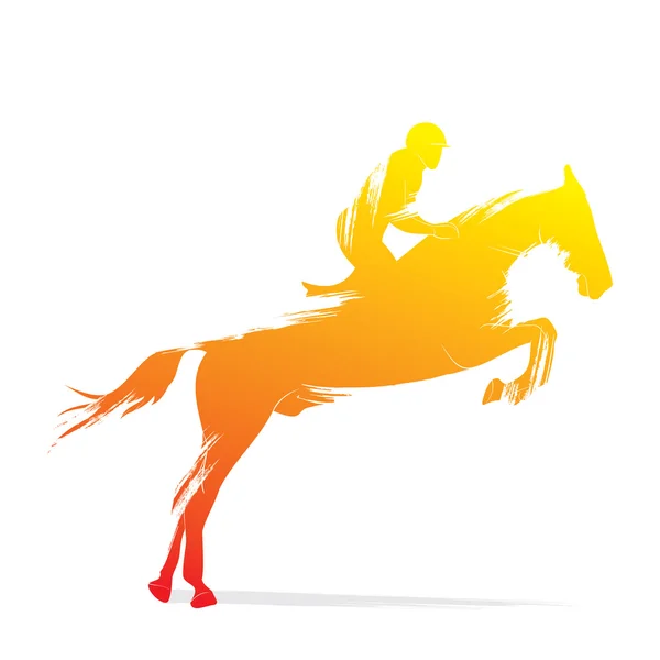 Silhueta de cavalo de corrida com jóquei —  Vetores de Stock
