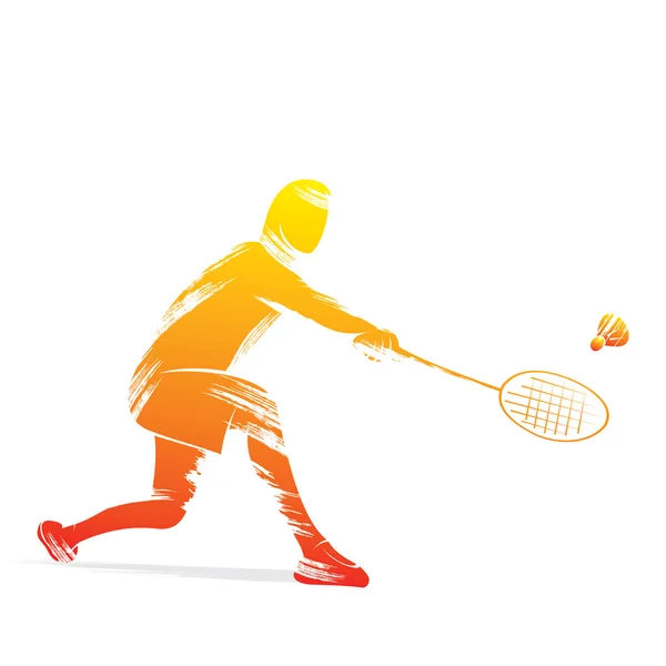 Vector bádminton jugador silueta — Vector de stock