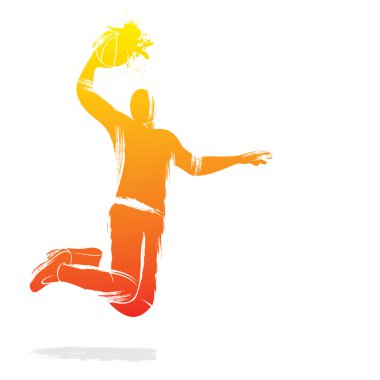 basketbol oyuncusu bir slam dunk için gidiş