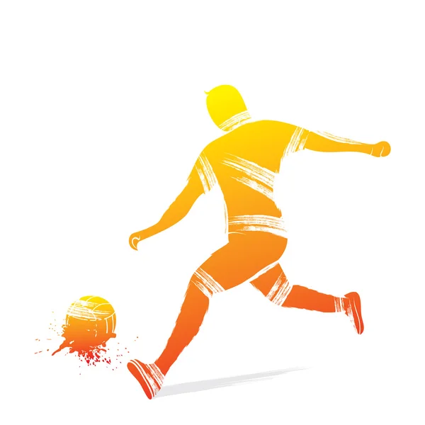 Voetbal speler silhouet met bal — Stockvector