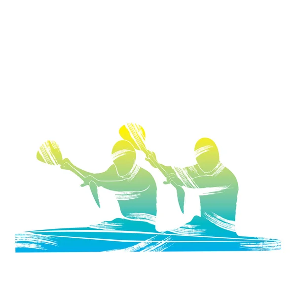 Two canoeists on a double kayak — Stock Vector