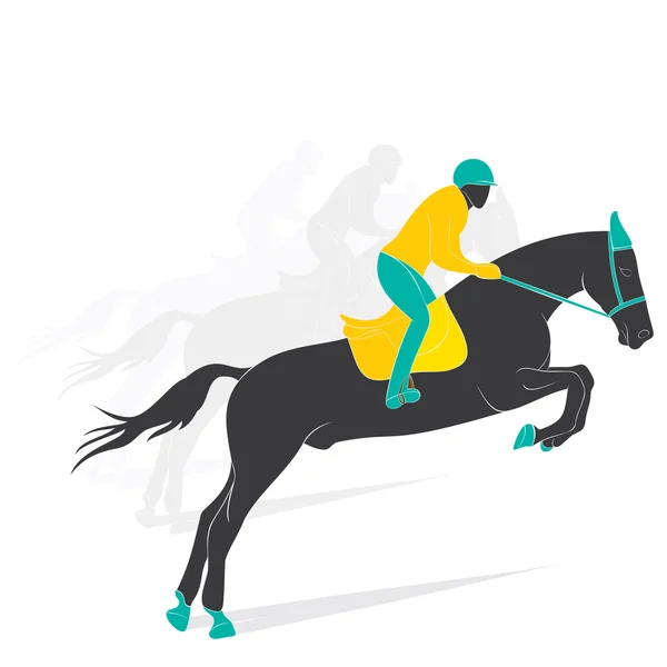 Racing häst med jockey — Stock vektor