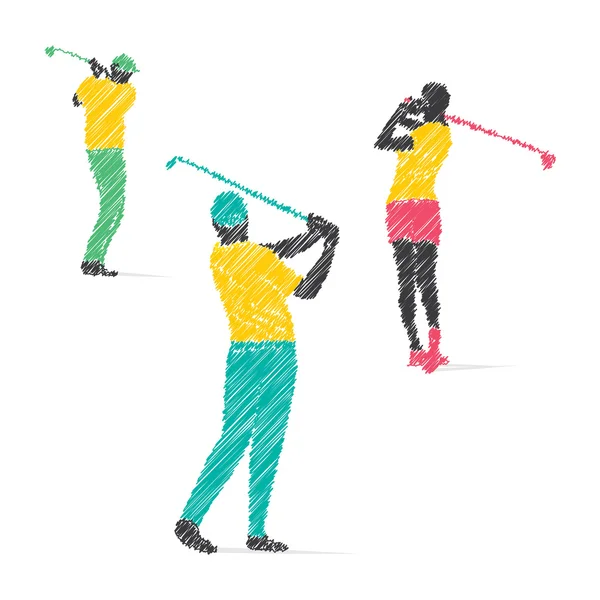 Силуэты игроков в гольф — стоковый вектор