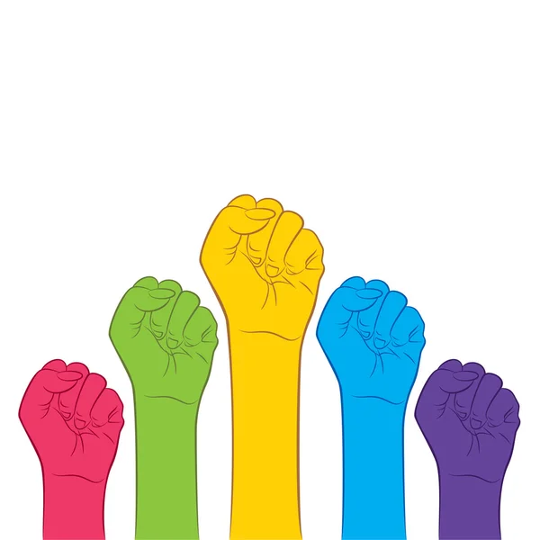 Group of Clenched fist raised in air — Stock Vector