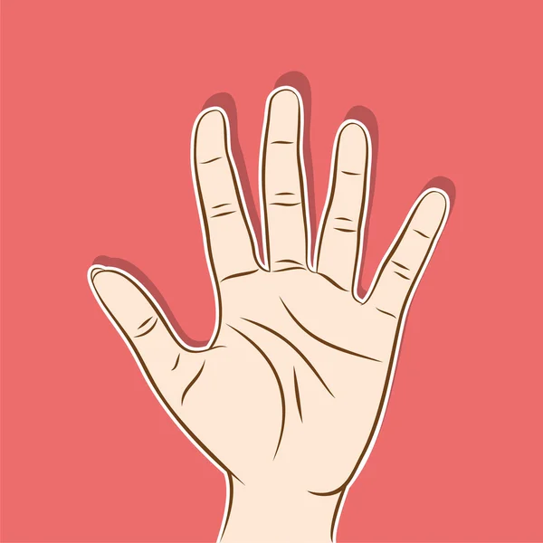 Mano abierta o cinco dedos — Vector de stock