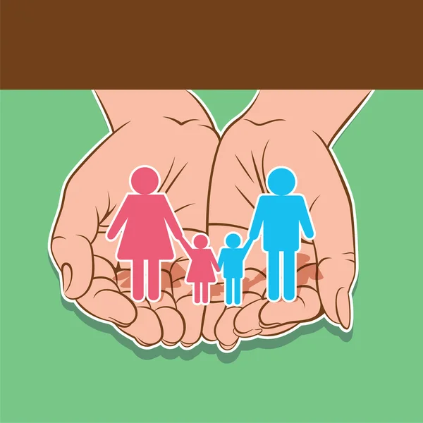 Glückliches Familiensymbol in der Hand — Stockvektor