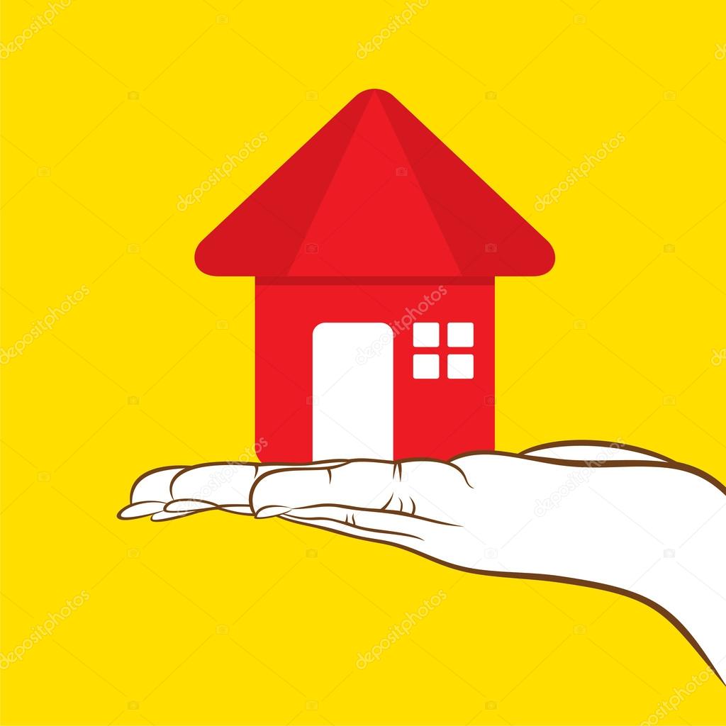 sweet home icon hold in hand