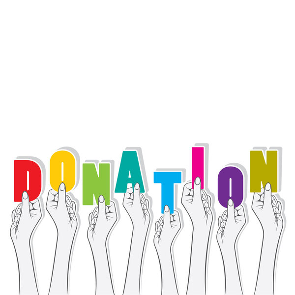 donation word hold in hand