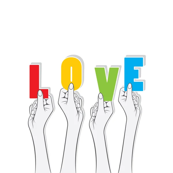 Love word hold in hand — Stock Vector