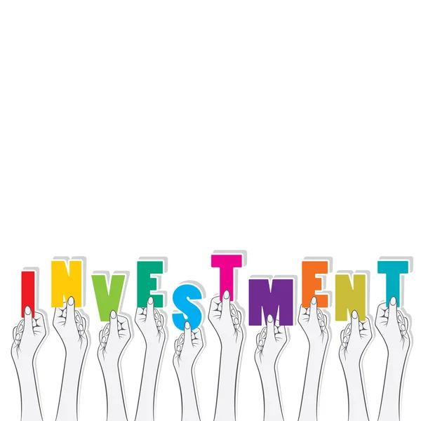 Woord van de investeringen in de hand houden — Stockvector