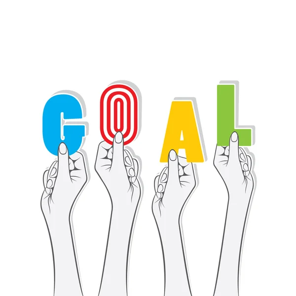 Goal word hold in hand concept — Stock Vector