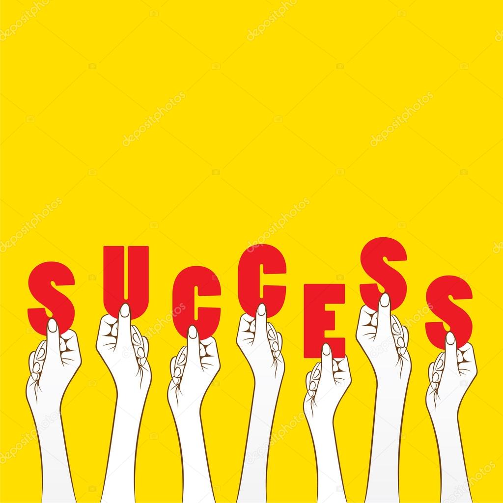 success word in hands