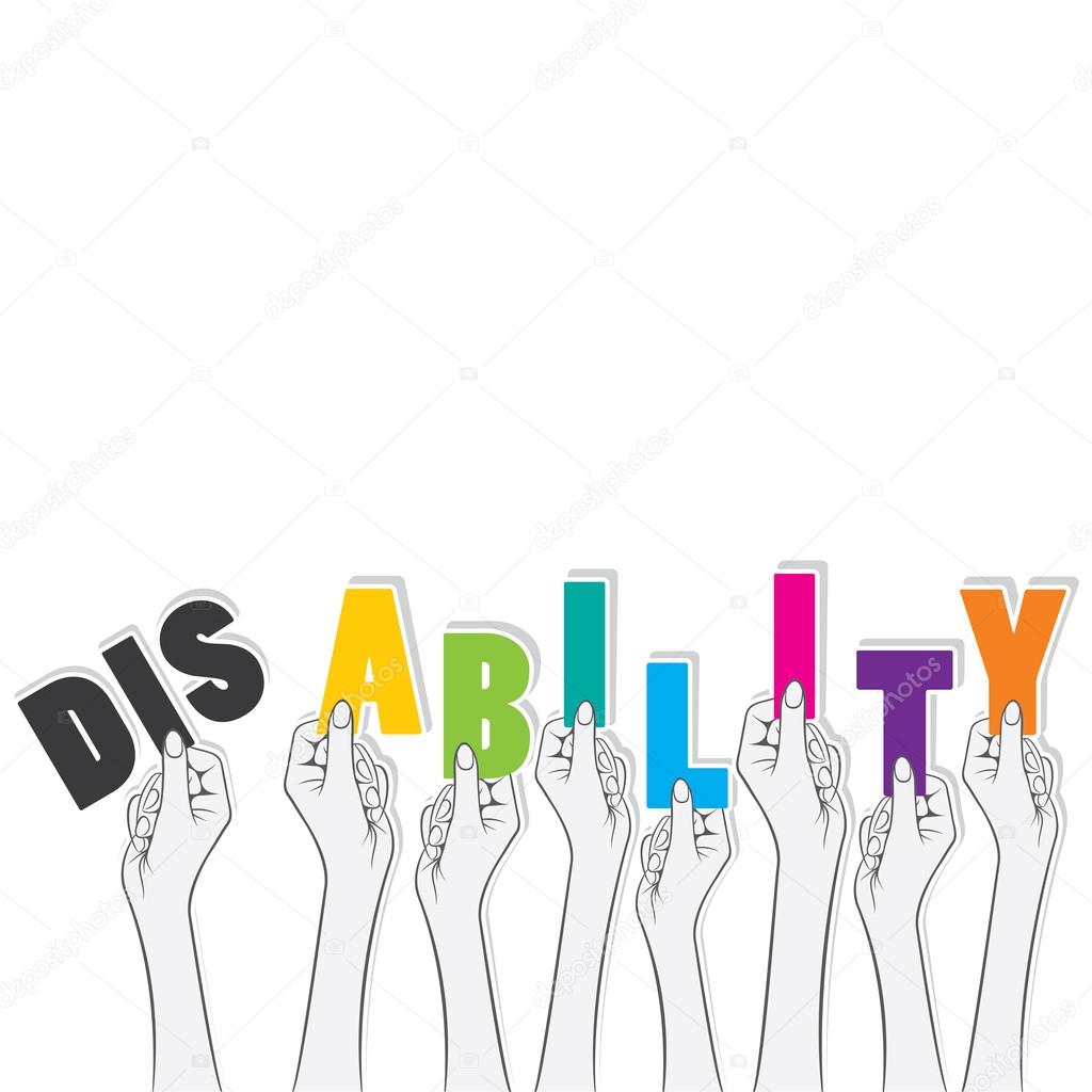Disability word hold in hand — Stock Vector © vectotaart 81553226