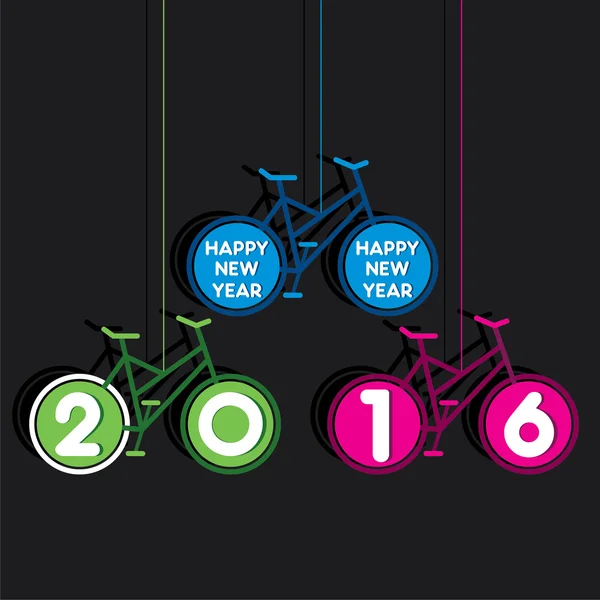 New year 2016 greeting design with use of bicycle concept — Stock Vector