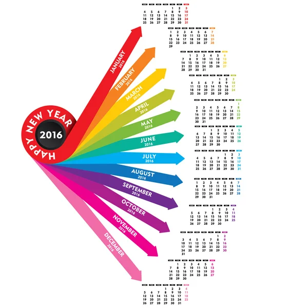 Nouvelle année créative 2016 calendrier — Image vectorielle