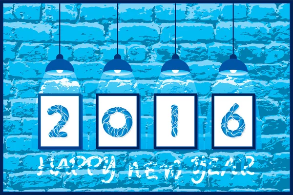 Δημιουργική αφίσα του νέου έτους 2016 — Διανυσματικό Αρχείο