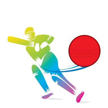 colorful cricket player clipart