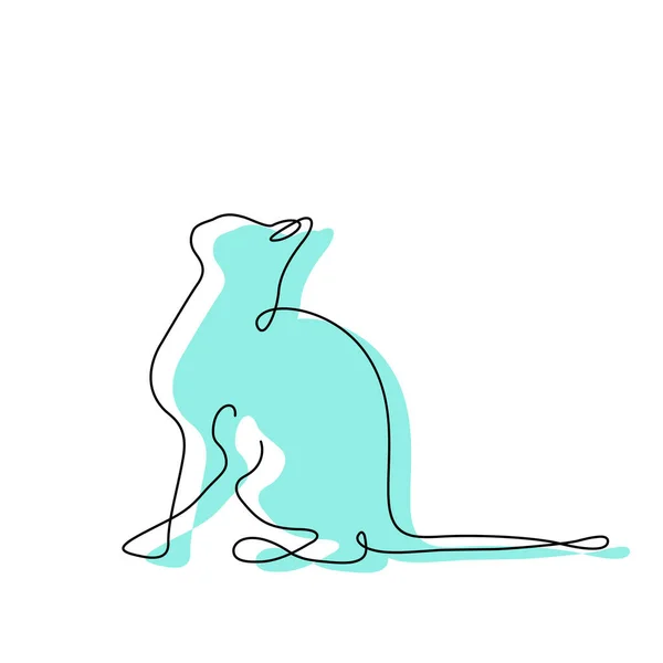 Diseño de gato de una línea. Silueta con fondo de color. Silueta de color dibujada a mano. Logo. Minimalismo estilo vector ilustración — Archivo Imágenes Vectoriales