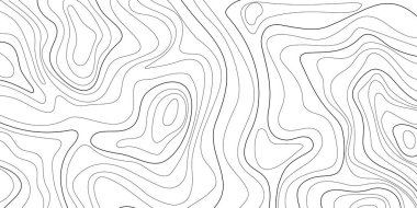 Topografik hat, kıvrımlı dalga izolinleriyle çizgi haritası. Okyanus ya da deniz derinliği toprak yüzeyi, desen. Koşullu coğrafya şeması, arazi yolu kavramı. Düzenlenebilir vektör vuruşu