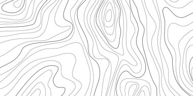 Topografik hat, kıvrımlı dalga izolinleriyle çizgi haritası. Okyanus ya da deniz derinliği toprak yüzeyi, desen. Koşullu coğrafya şeması, arazi yolu kavramı. Düzenlenebilir vektör vuruşu