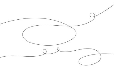 Kıvrımlı çizgi deseni. Devamlı çizgiler, dalgalı eğri, el çizimi karalama kabloları. Dalgalı çizgili desen dekorasyonu. İplik, iplik çizgileri. Beyaz arkaplan üzerindeki vektör soyut basit resimleme