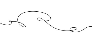 Akan kıvrımları ve karmaşıklıkları olan soyut karalama çizgisi deseni. Devamlı çizgi karalamaları dalgalı desen oluşturur. Dalgalı siyah iplik, minimalist grafik arkaplan ilanı için dekoratif çizim oluşturur