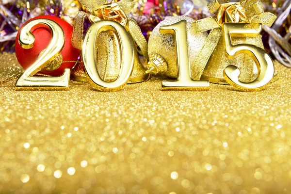 Fairytale New year composition with gold numbers 2015 year — Stock Photo, Image