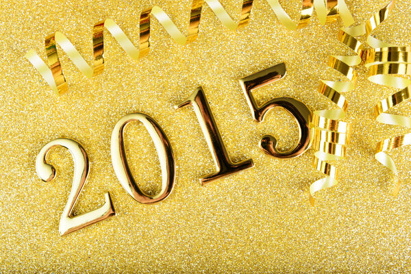 Fairytale New year composition with gold numbers 2015 year