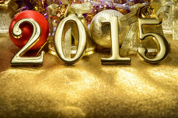 Fairytale New year composition with gold numbers 2015 year — Stock Photo, Image