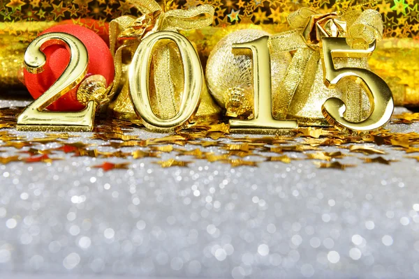Märchenhafte Neujahrskomposition mit Goldzahlen 2015 Jahr — Stockfoto