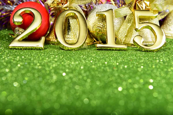 Fairytale New year composition with gold numbers 2015 year — Stock Photo, Image